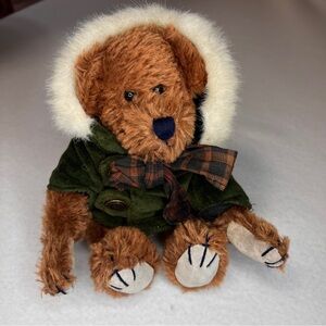 Boyd's Mohair Bear Teddy Bear Green Jacket  10" Plush Soft Toy Stuffed Animal